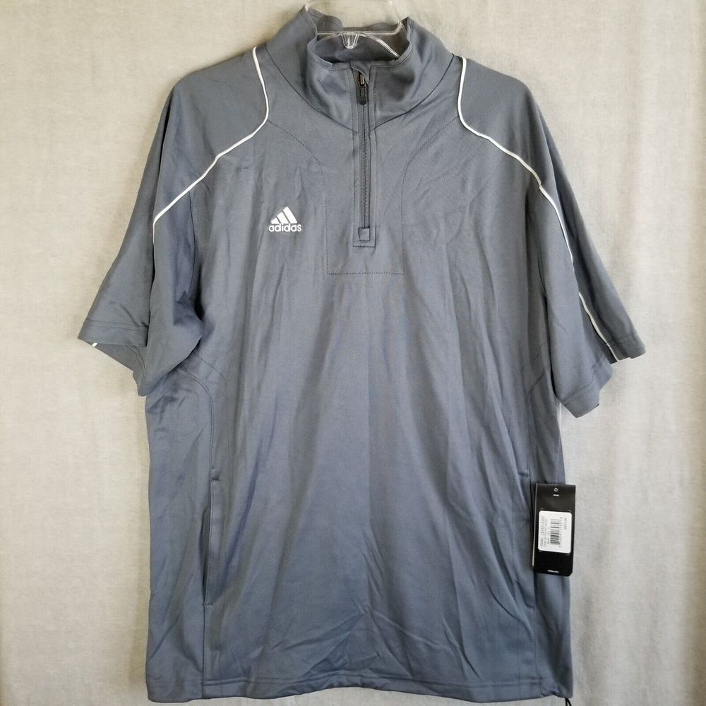 NWT Adidas Mens Medium Hot Jacket Game Day 1/4 ZIP Lead Gray Performance Poly